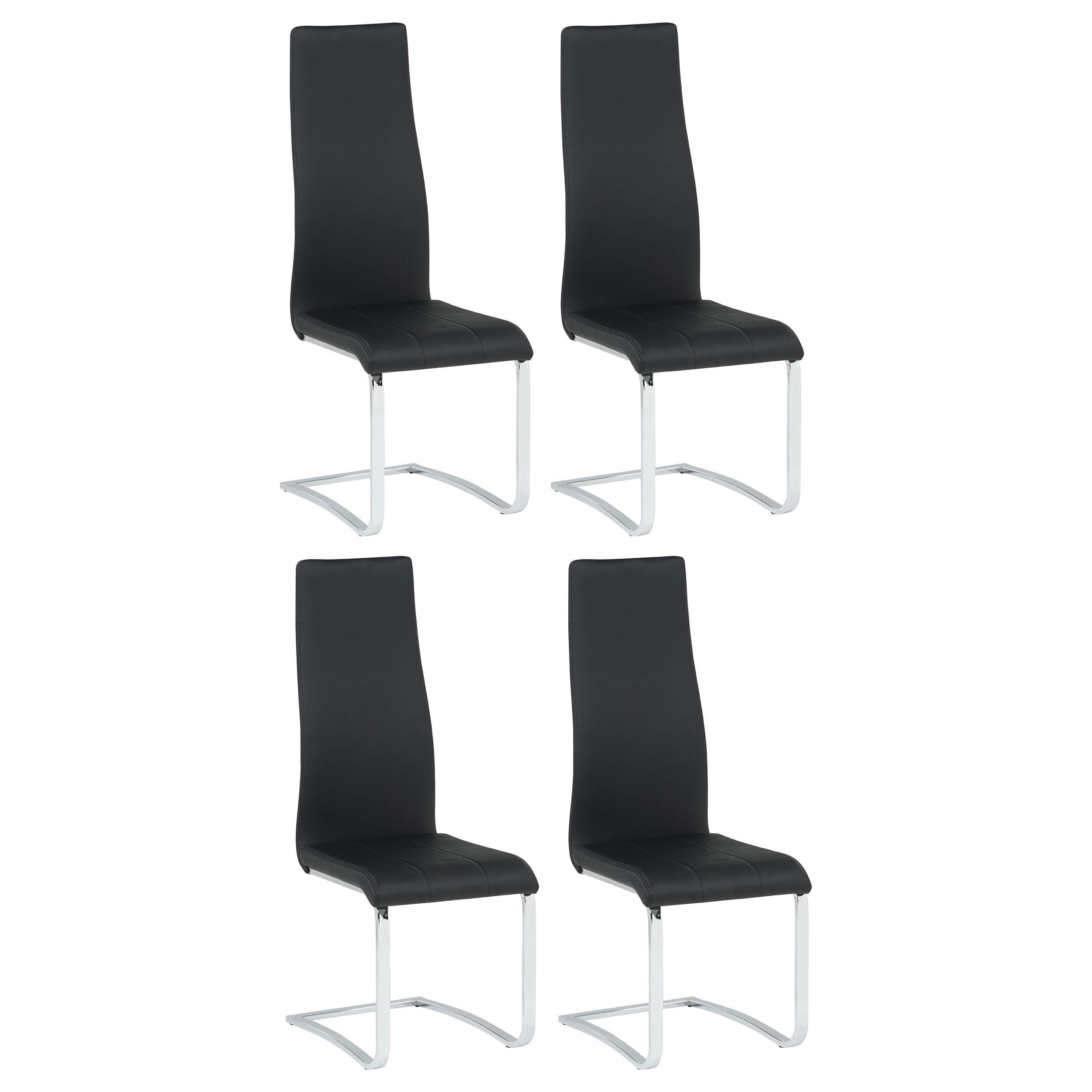 Montclair High Back Dining Chairs Black and Chrome (Set of 4)