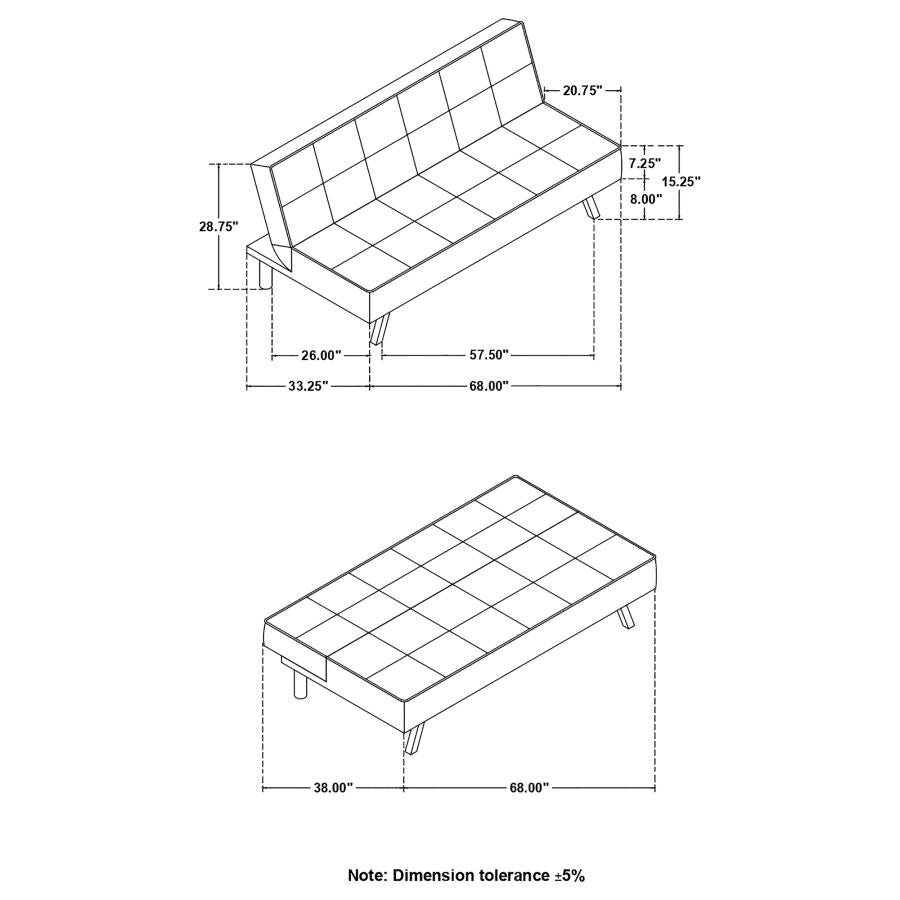 Joel Upholstered Tufted Sofa Bed Light Grey