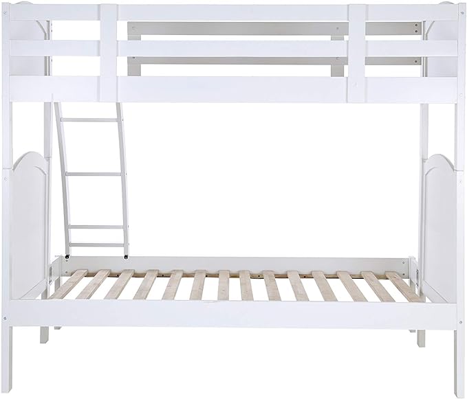 Konrad Furniture Paris Solid Hardwood Bunk Bed Twin Over Full, White