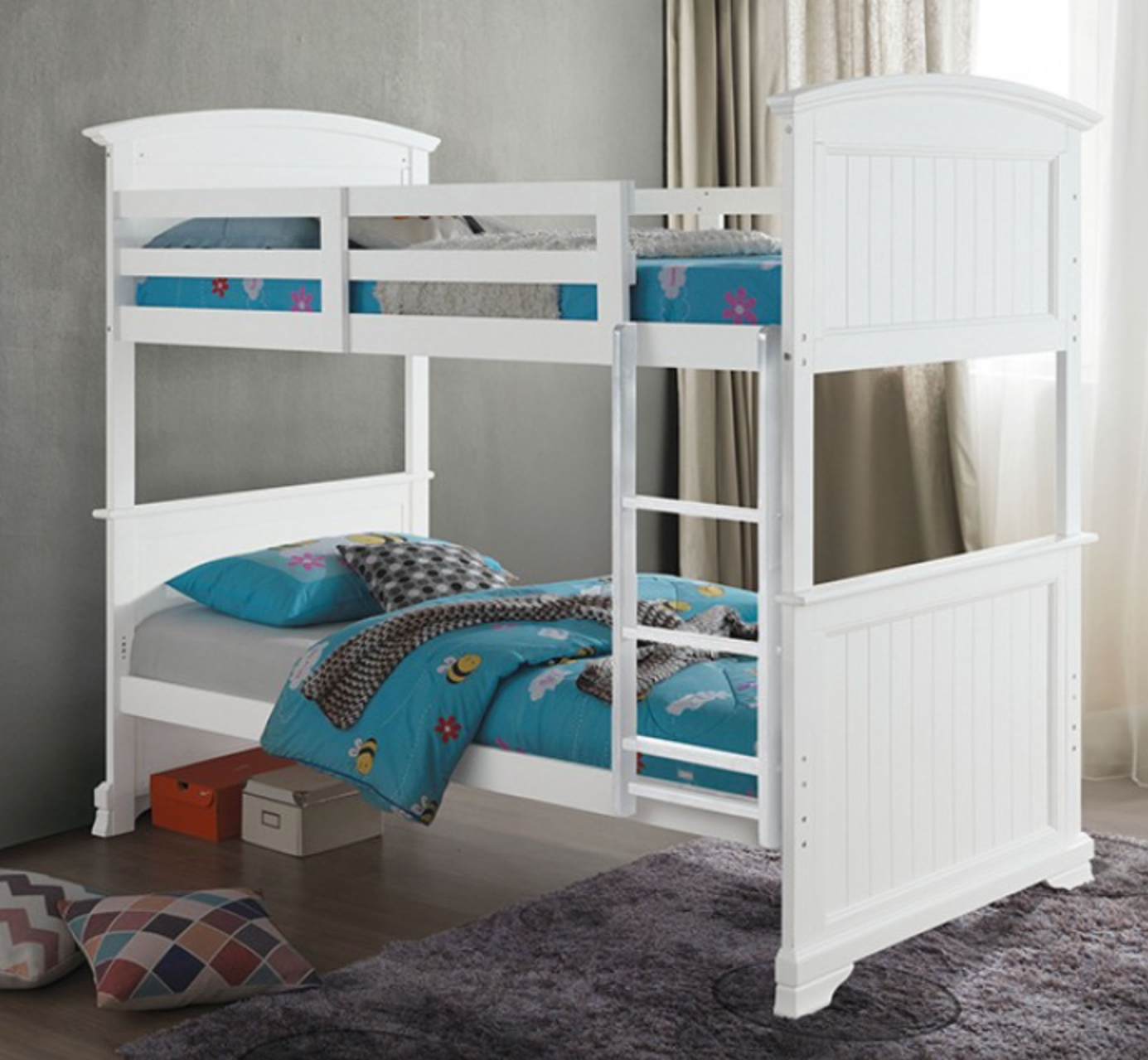 Albano Twin Over Twin Bunk Bed - White