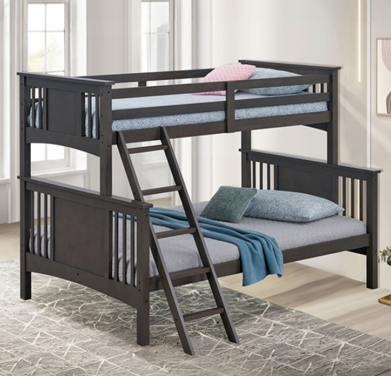 Spring Creek Twin Over Full Bunk Bed- Grey