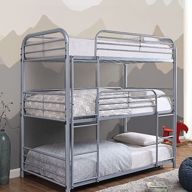 Opal Triple Twin Bunk Bed Silver