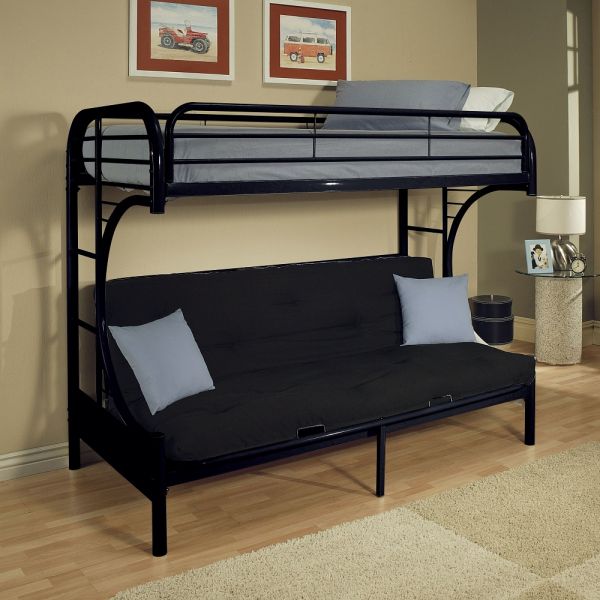 Eclipse Twin XL Over Queen Futon Bunk bed Black