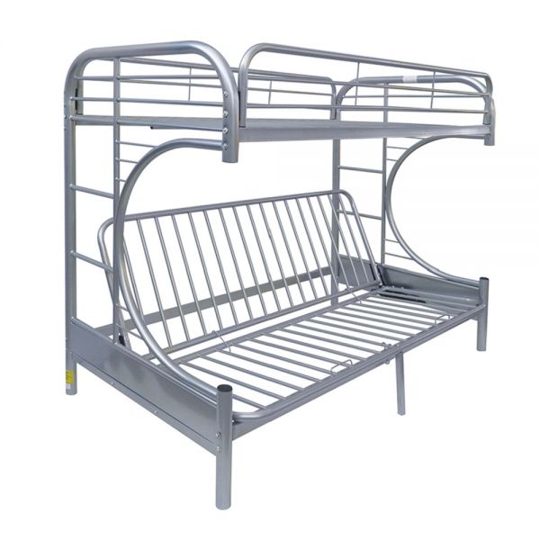 Eclipse Twin XL Over Queen Futon Bunk bed Silver