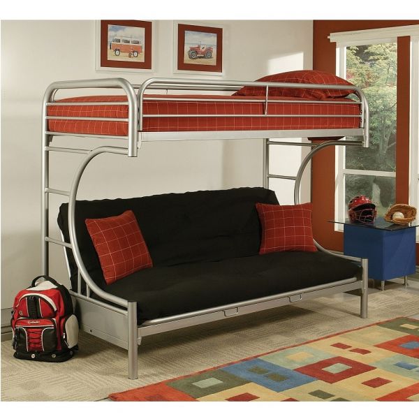 Eclipse Twin XL Over Queen Futon Bunk bed Silver