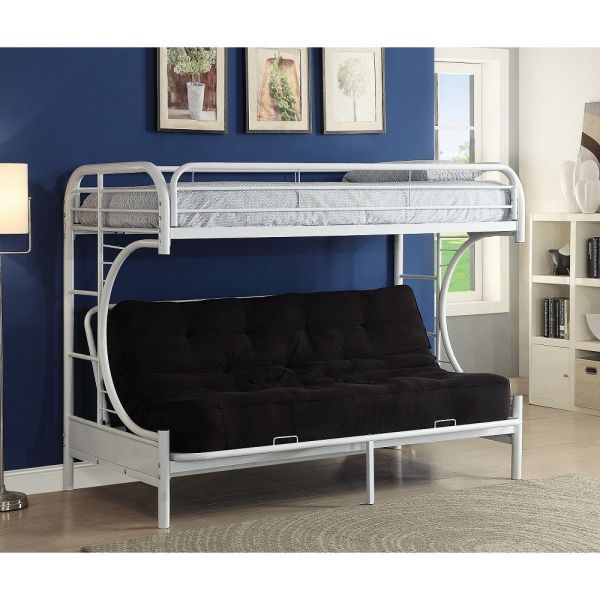 Eclipse Twin XL Over Queen Futon Bunk bed White