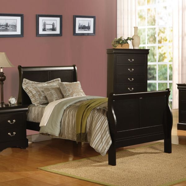 Louis Philippe III Twin Bed Black