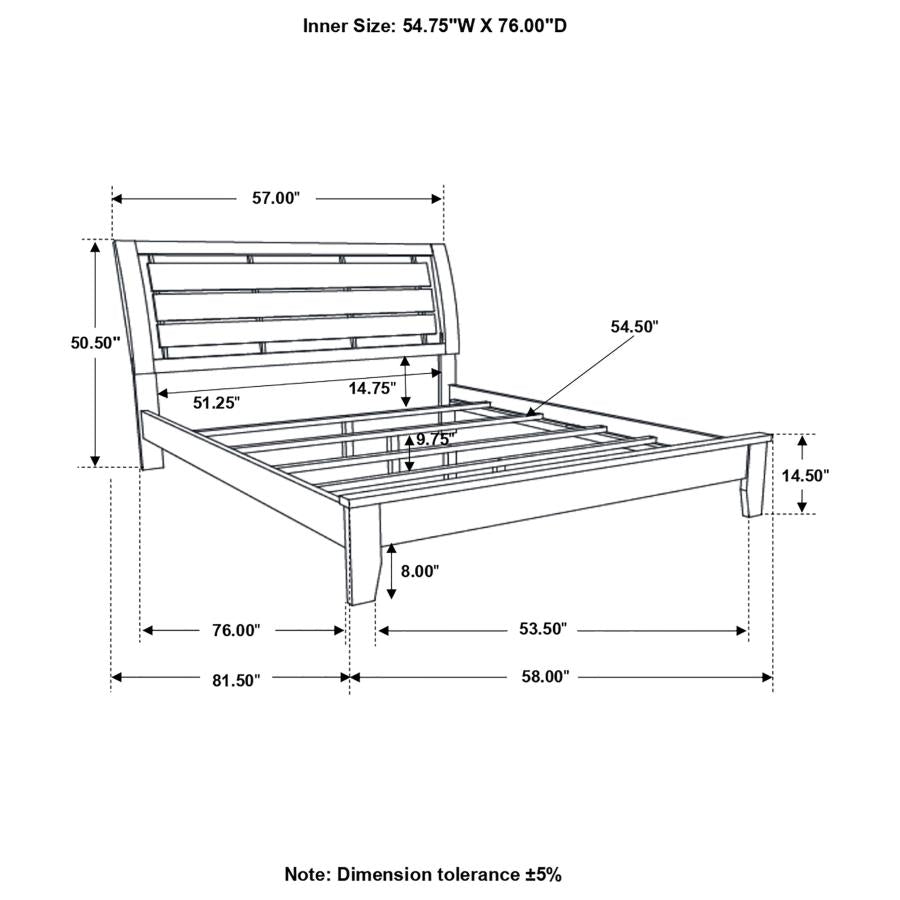 Serenity Full Panel Bed Mod Grey