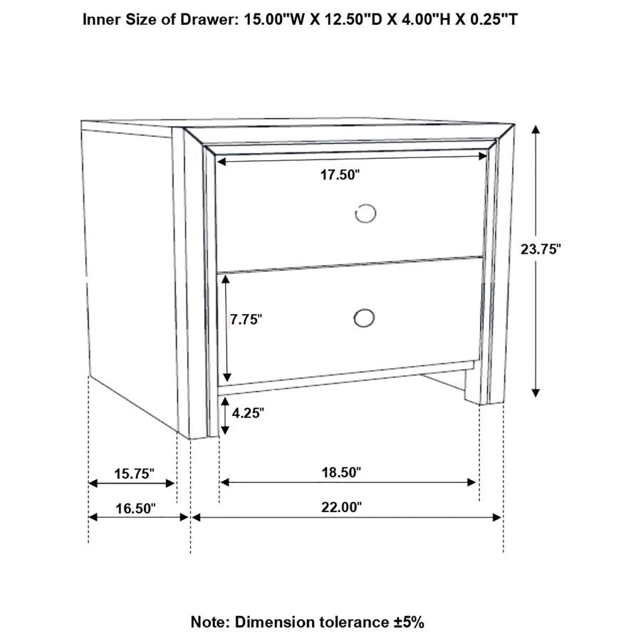 Serenity 2-drawer Nightstand Mod Grey