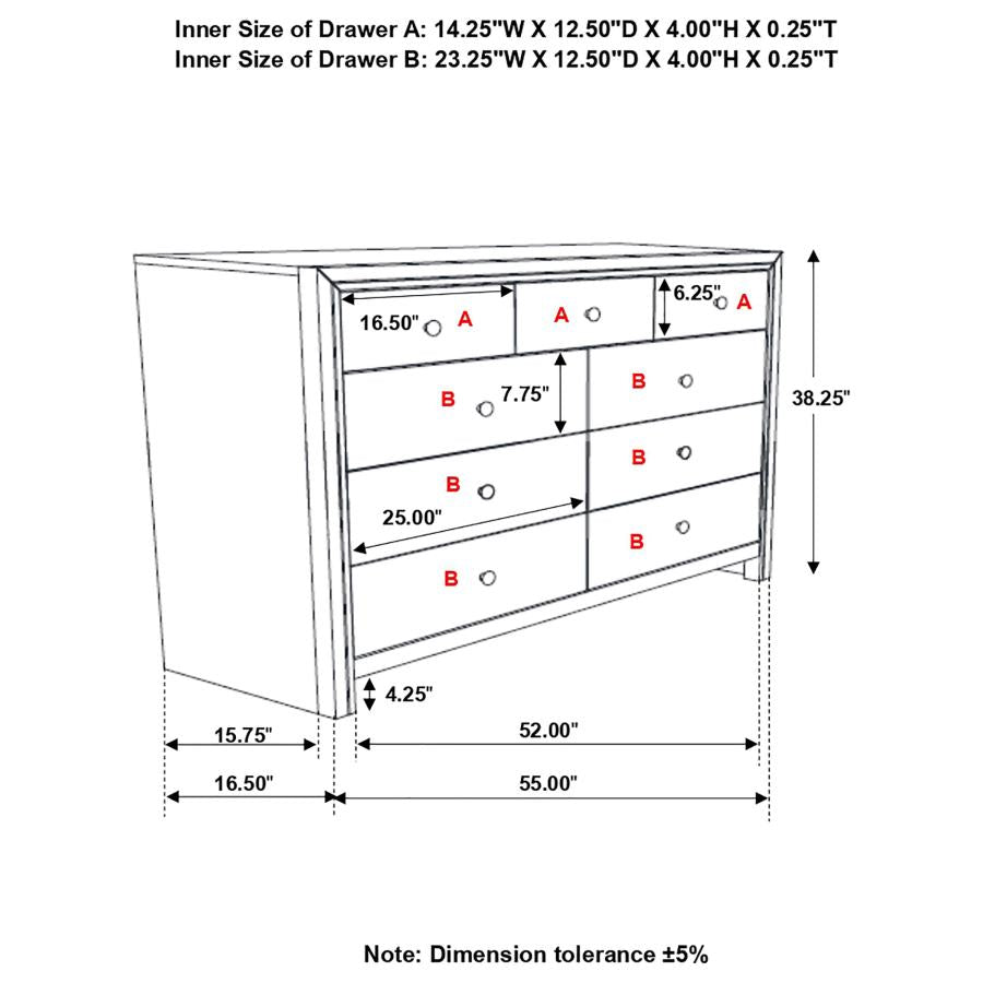 Serenity 9-drawer Dresser Mod Grey