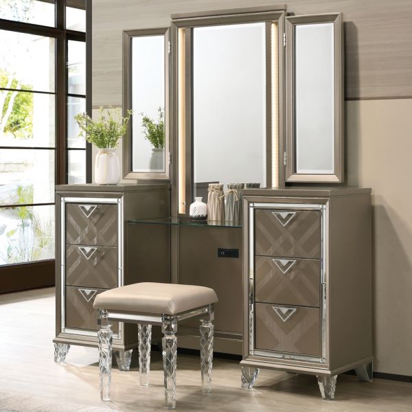 Skylar Vanity Desk Dark Champagne