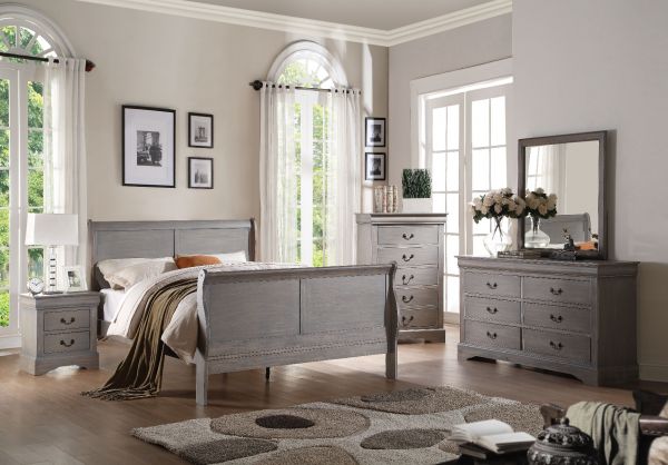 Louis Philippe III Twin Bed Gray