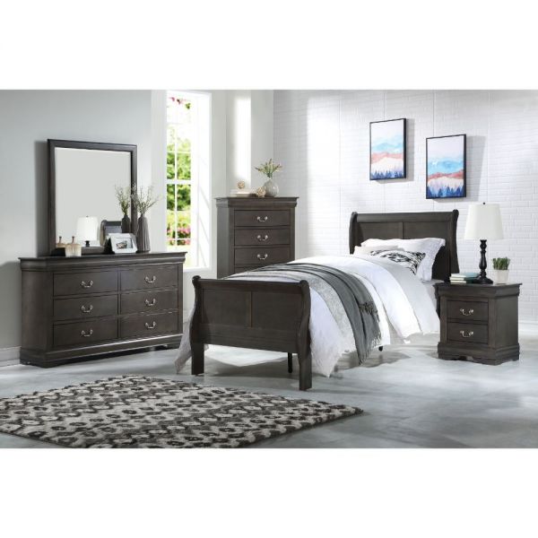 Louis Philippe Twin Bed Dark Grey