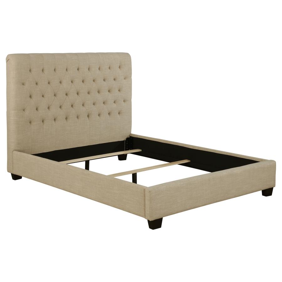 Chloe Tufted Upholstered Full Bed Oatmeal