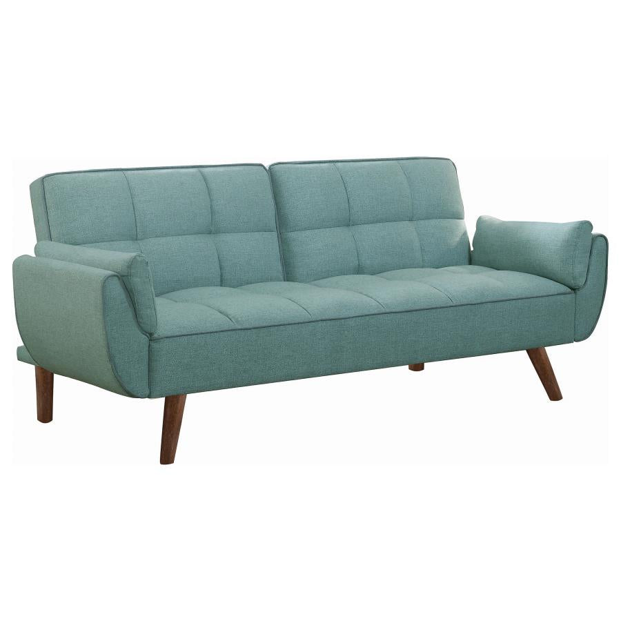 Caufield Upholstered Buscuit Tufted Covertible Sofa Bed Turquoise Blue