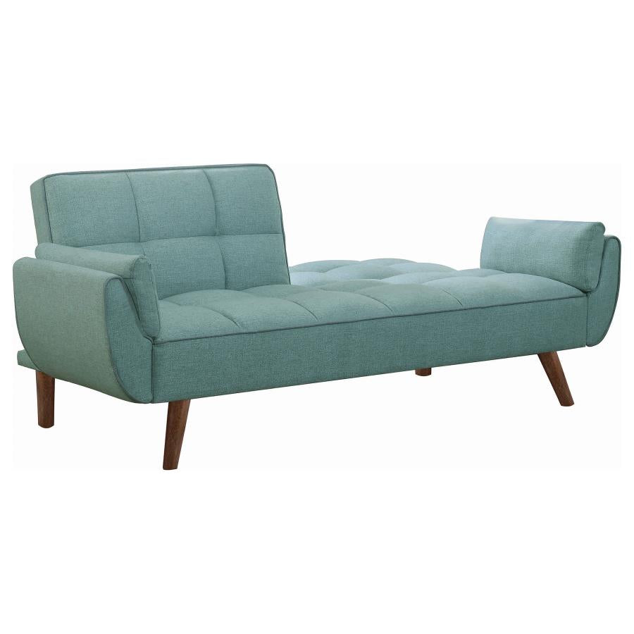 Caufield Upholstered Buscuit Tufted Covertible Sofa Bed Turquoise Blue