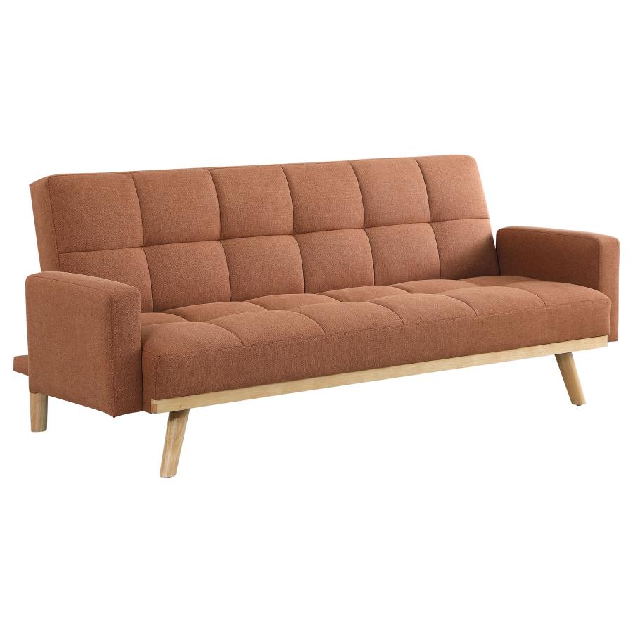 Kourtney Upholstered Track Arms Convertible Sofa Bed Terracotta