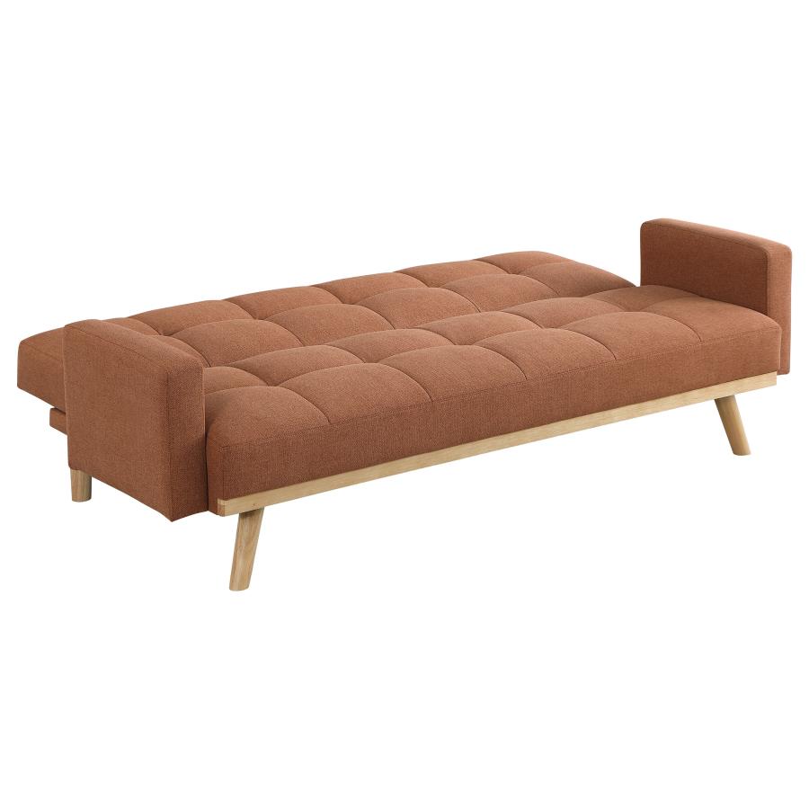 Kourtney Upholstered Track Arms Convertible Sofa Bed Terracotta