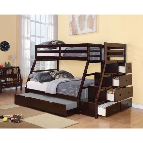 Jason Twin Over Full Bunk Bed With Stairs Espresso