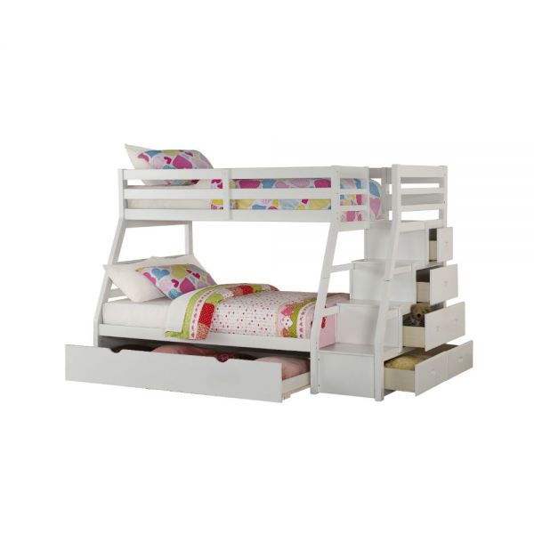 Jason Twin Over Full Bunk Bed With Stairs White