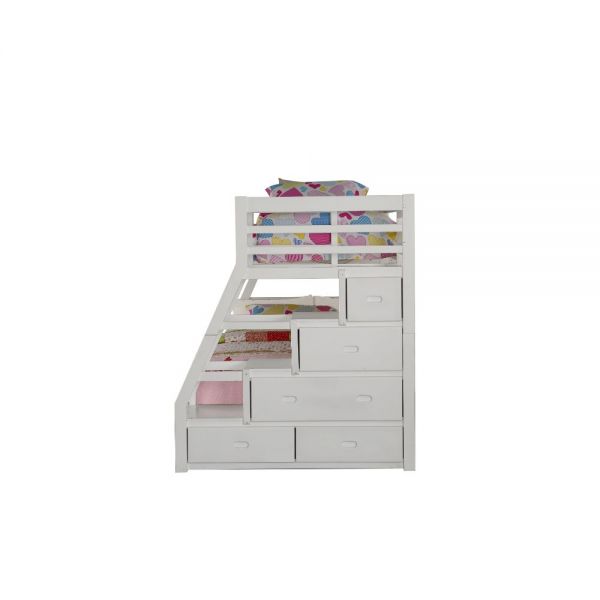 Jason Twin Over Full Bunk Bed With Stairs White