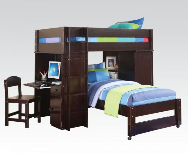 Lars Twin Loft Bunk Bed With Desk Wenge