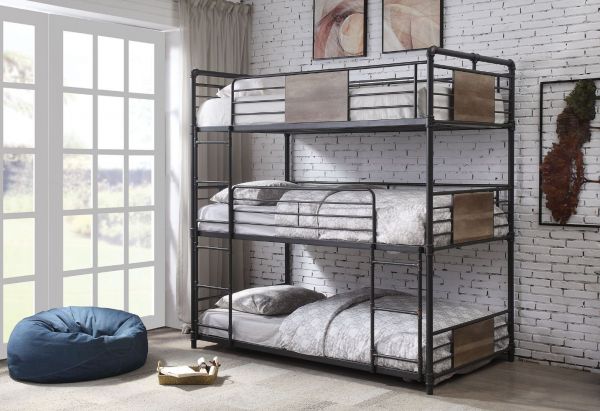 Brantley Triple Twin Bunk Bed Black