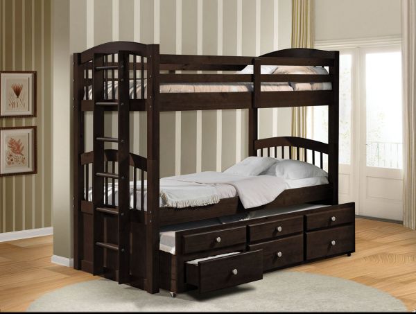 Micah Twin Over Twin Bunk Bed With Trundle Espresso