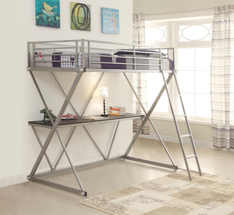 Hyde Twin Workstation Loft Bed Silver