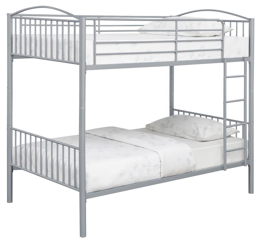 Anson Twin Over Twin Bunk Bed with Ladder Silver