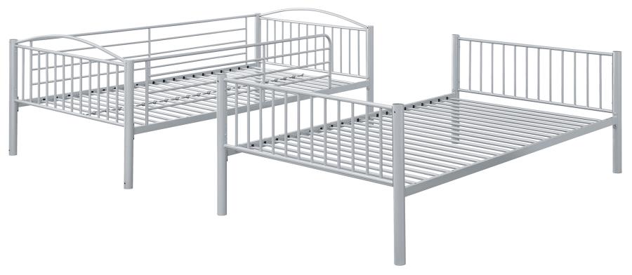 Anson Twin Over Twin Bunk Bed with Ladder Silver