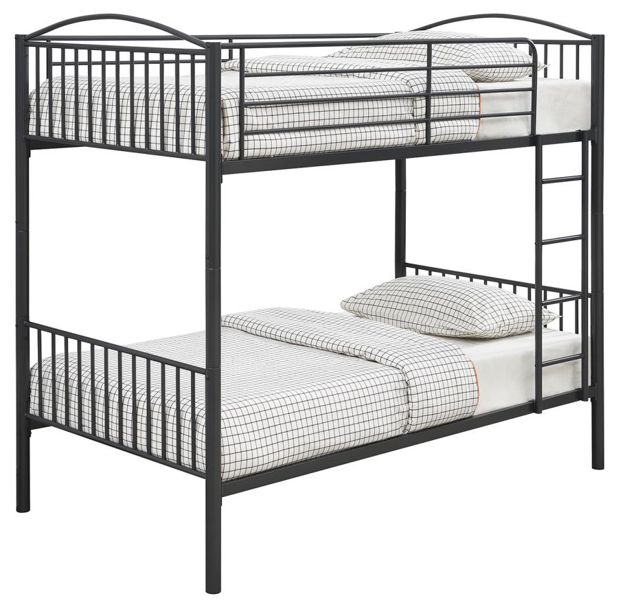 Anson Twin Over Twin Bunk Bed with Ladder Gunmetal