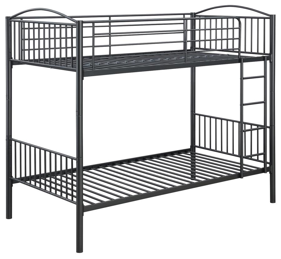 Anson Twin Over Twin Bunk Bed with Ladder Gunmetal