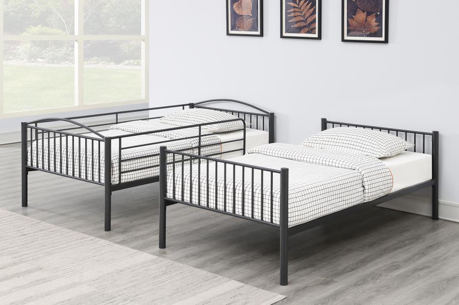 Anson Twin Over Twin Bunk Bed with Ladder Gunmetal