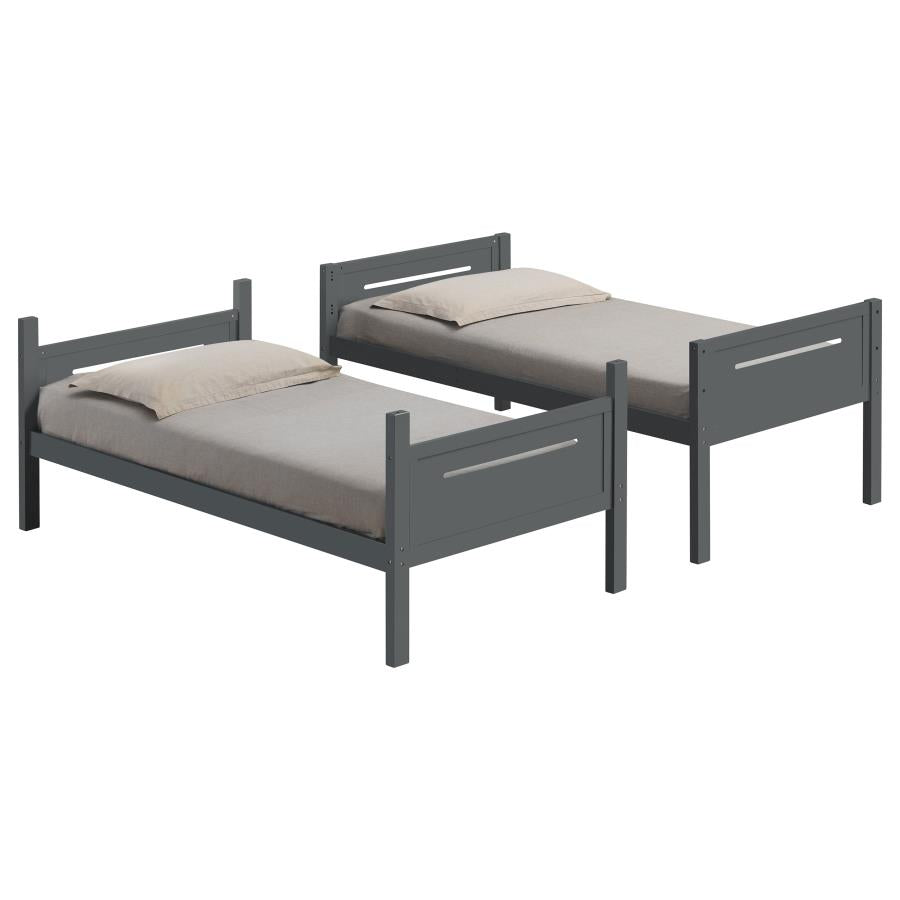 Littleton Twin Over Twin Bunk Bed Grey