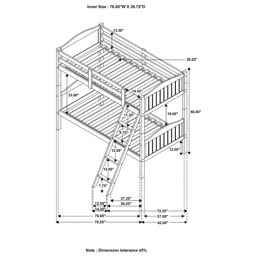 Arlo Twin Over Twin Bunk Bed with Ladder Espresso