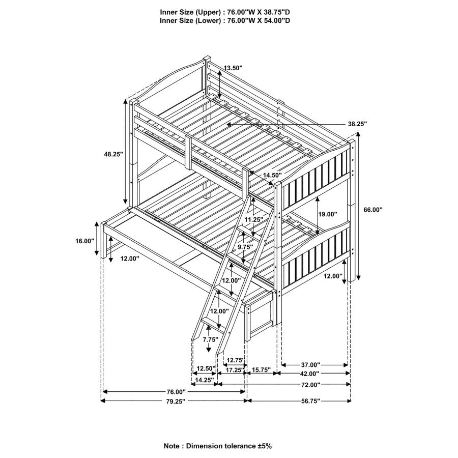 Arlo Twin Over Full Bunk Bed with Ladder White