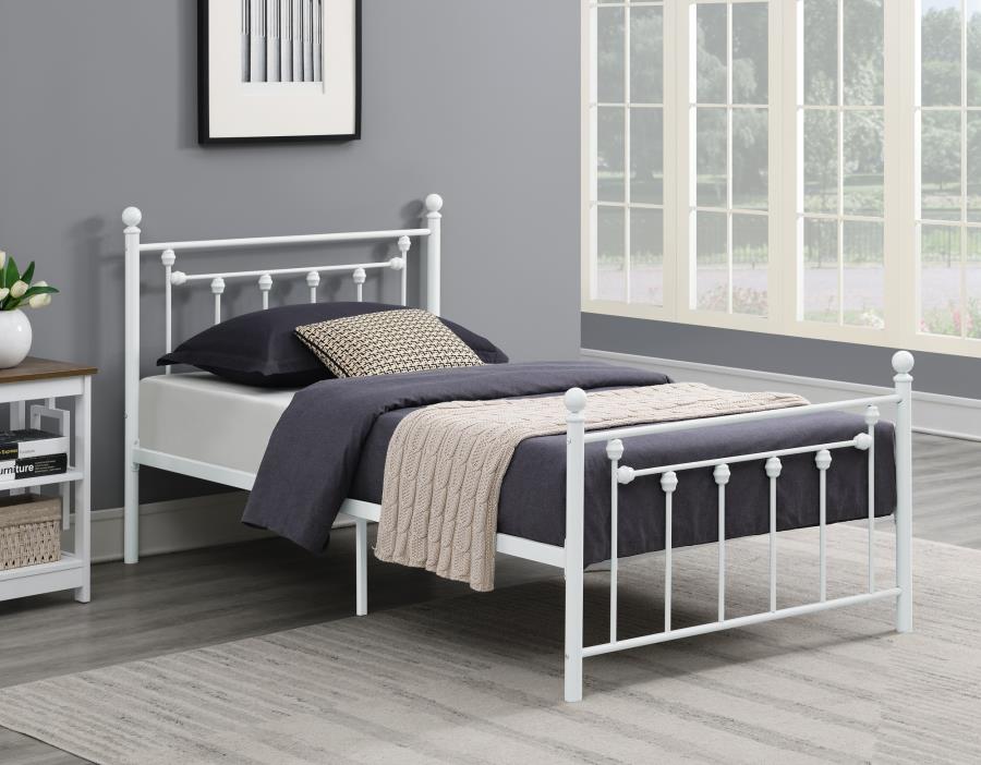 Canon Metal Slatted Headboard Platform Bed White