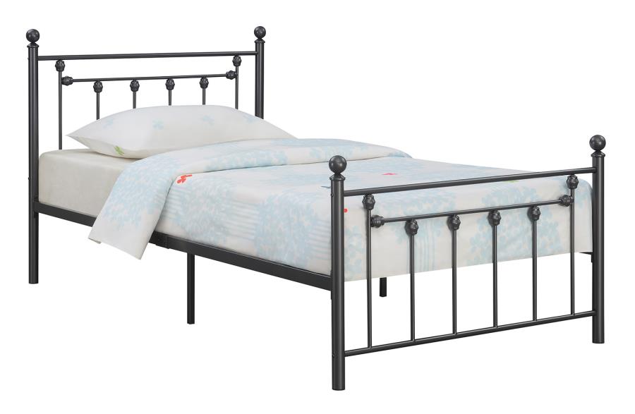 Canon Metal Slatted Headboard Platform Bed Gunmetal