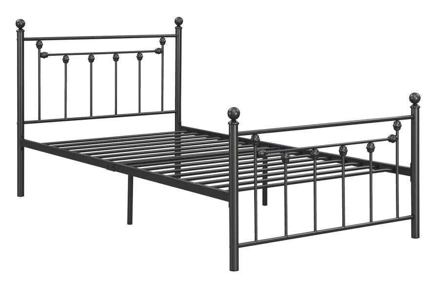 Canon Metal Slatted Headboard Platform Bed Gunmetal