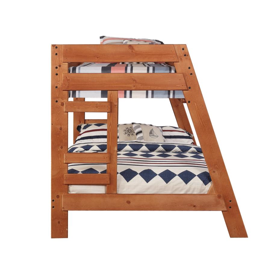 Wrangle Hill Twin Over Full Bunk Bed Amber Wash