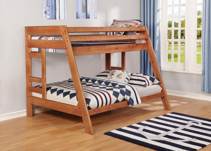 Wrangle Hill Twin Over Full Bunk Bed Amber Wash