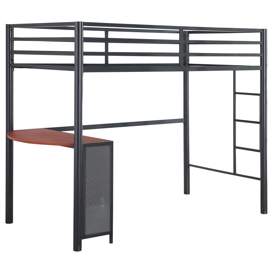 Fisher 2-piece Metal Workstation Loft Bed Set Gunmetal