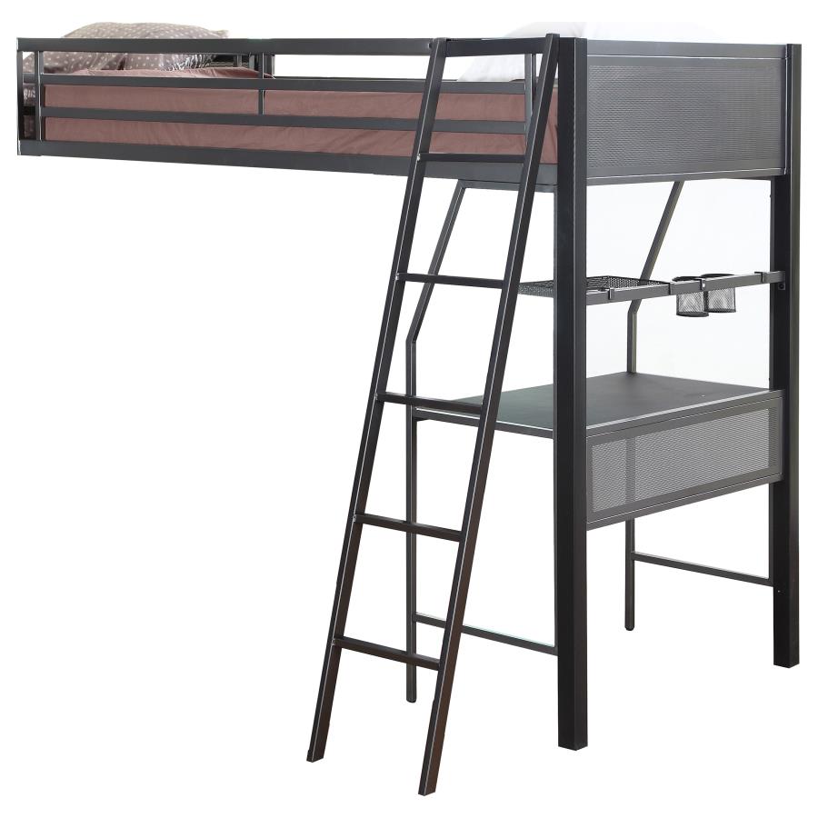 Meyers 2-piece Metal Twin Over Twin Bunk Bed Set Black and Gunmetal