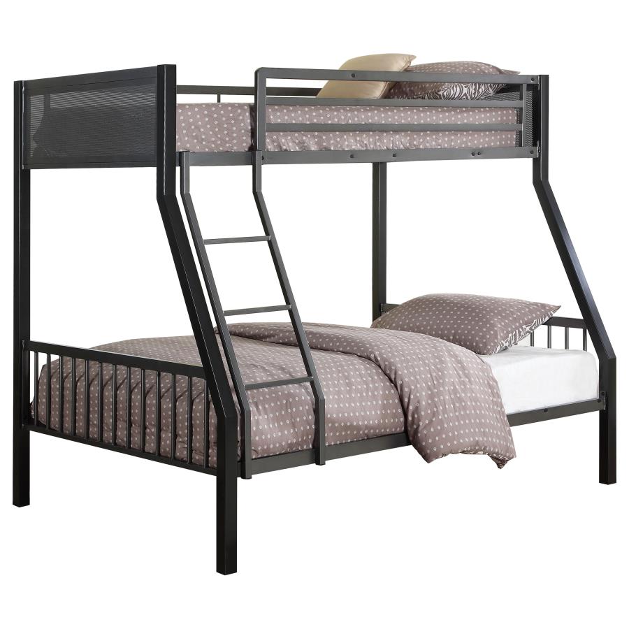 Meyers 2-piece Metal Twin Over Full Bunk Bed Set Black and Gunmeta