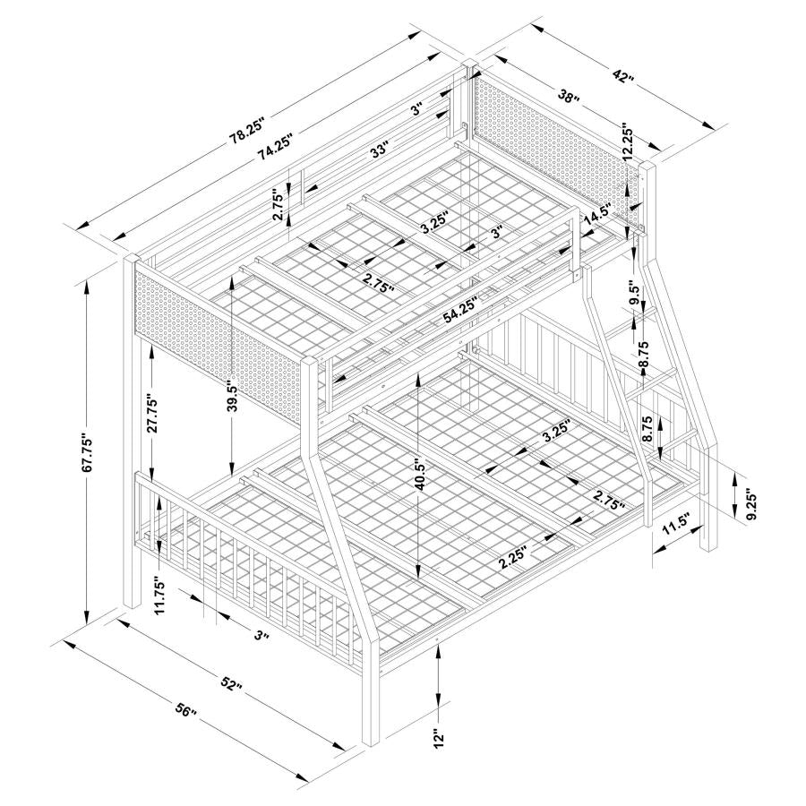 Meyers Twin Over Full Metal Bunk Bed Black and Gunmetal
