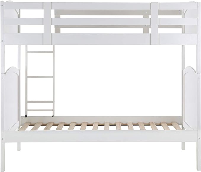 Konrad Furniture Paris Solid Hardwood Bunk Bed Twin Over Twin White