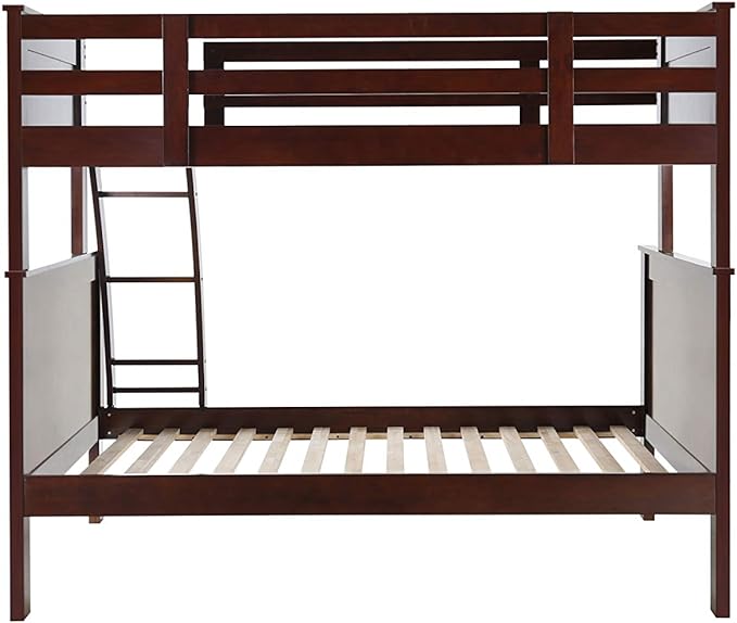 Konrad Furniture London Solid Hardwood Bunk Bed Twin Over Full, Espresso