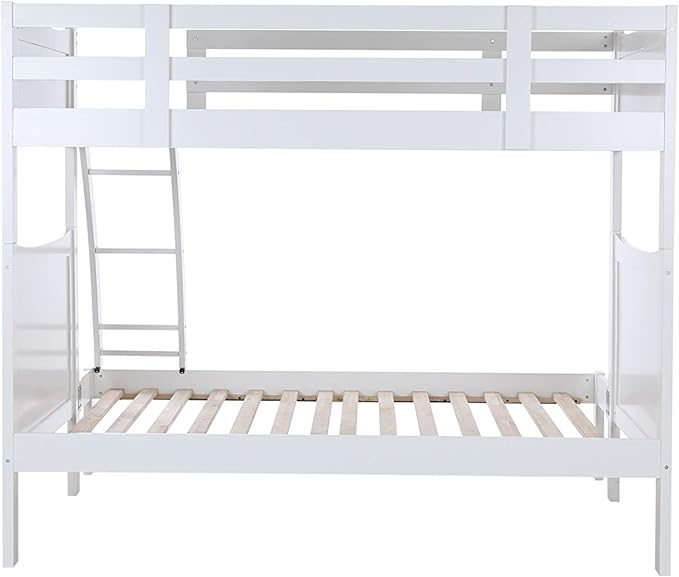 Konrad Furniture Milan Solid Hardwood Bunk Bed Twin Over Full, White