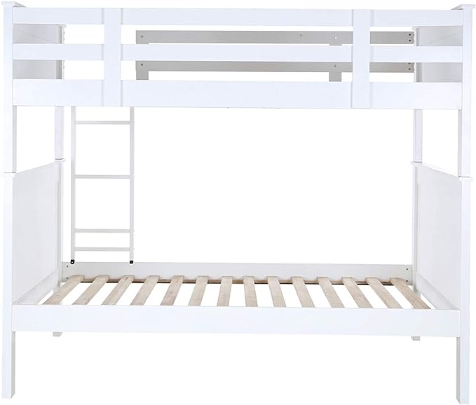 Konrad Furniture London Solid Hardwood Bunk Bed Full Over Full, White